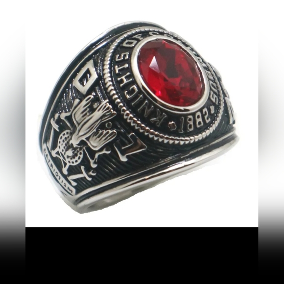 Stainless steel knights of columbus ring size 10, 11, 12 In Red. Belt bu… - Picture 4 of 6